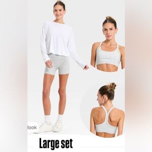 all in motion Light Gray Seamless Racerback Sports Bra & Shorts Set